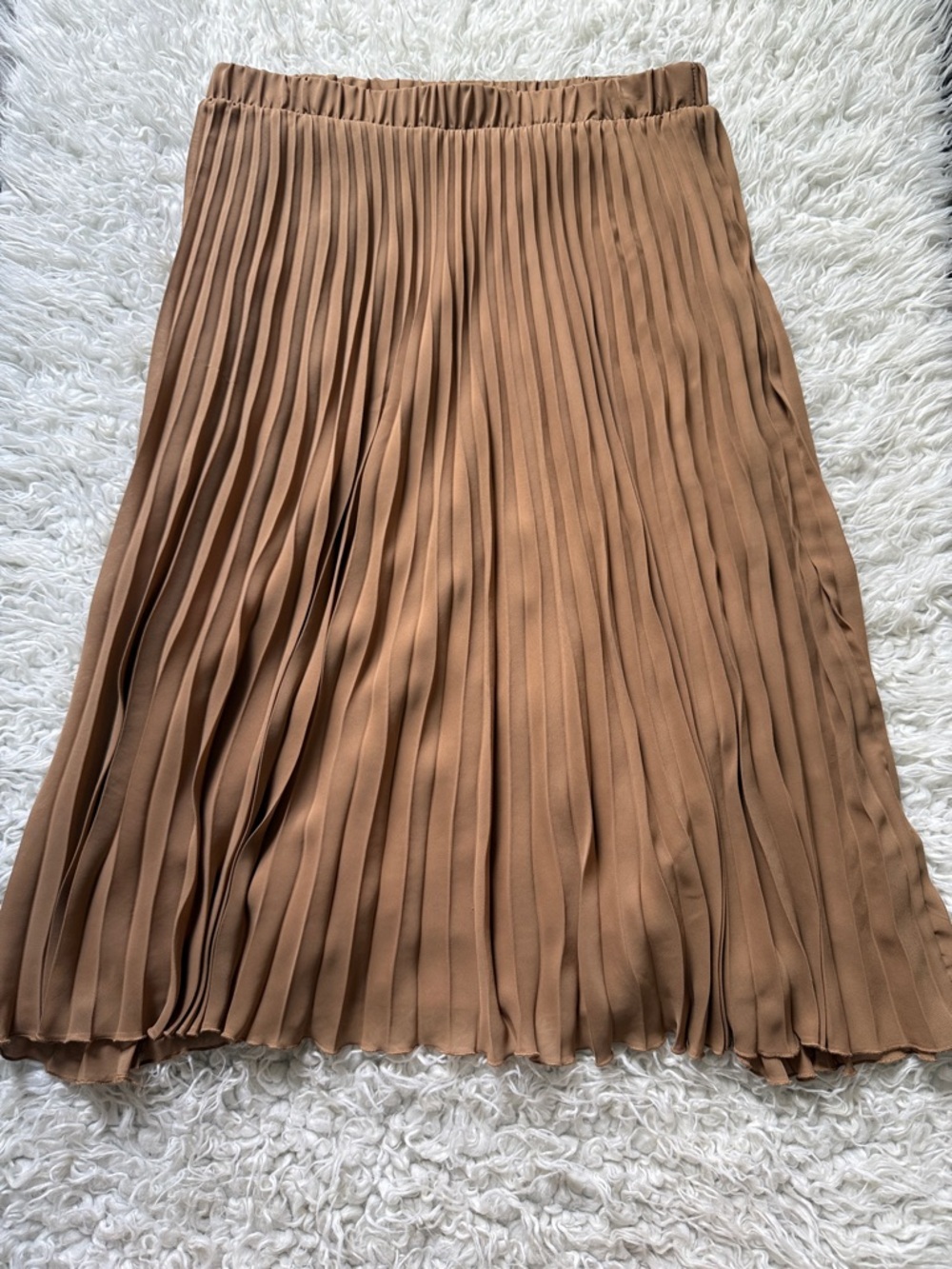 WD.NY Pleated Midi Skirt in Warm Brown